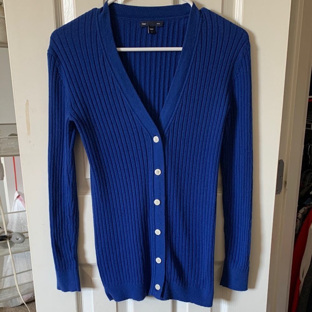 GAP Cobalt Blue Ribbed Cardigan